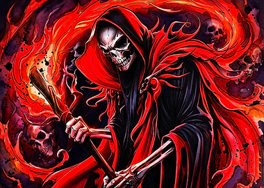Grim Reaper in Red Flames