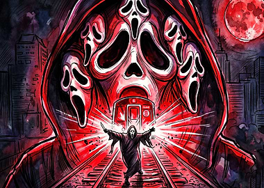 Ghostface Horror Movie Subway Illustration