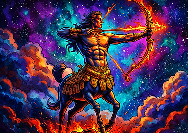Sagittarius Zodiac Space Art Poster