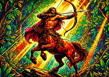 Centaur Archer Fantasy Stained Glas