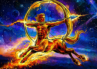 Sagittarius Zodiac Space Art Poster