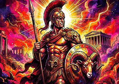 Spartan Warrior God Epic Art Poster