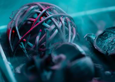 Abstract Woven Sphere in Neon Light