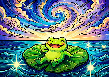 Happy Frog Ocean Swirl Art