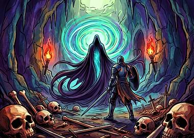 Knight Facing a Spectral Portal