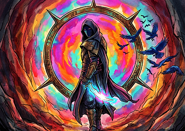 Hooded Assassin with Glowing Dagger