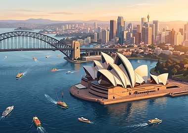 Sydney Opera House and Harbour Bridge Skyline