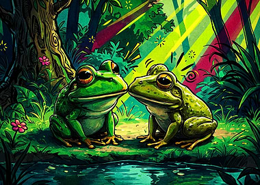 Frog Jungle Forest Cute Anime Art
