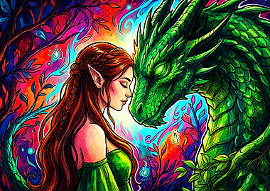 Dragon Elf Psychedelic Fantasy Art