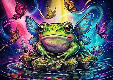 Fairy Frog Butterfly Magic Art