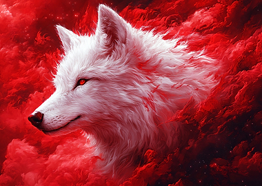 White Wolf in Red Smoke