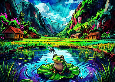 Frog Pond Valley Jungle Watercolor