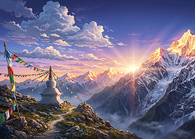 Himalayan Stupa at Sunrise