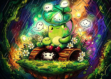 Cute Frog Rain Forest Glowing Art