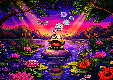 Sleeping Frog Trippy Pond Art