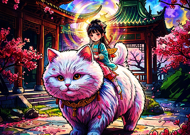 Anime Cat Cute Shrine Fantasy Poste