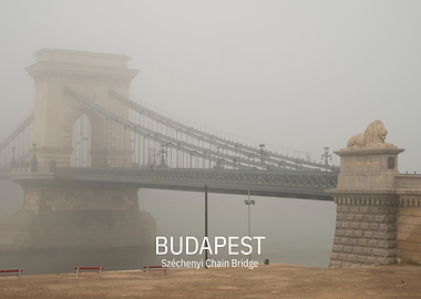 Foggy Széchenyi Chain Bridge in Budapest