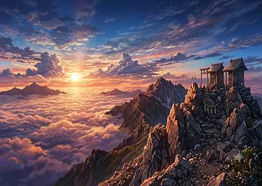 Shrine atop a mountain peak