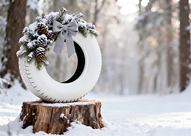 Winter Tire Christmas Wreath Decoration