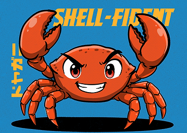Shell-fident - Funny Crab Retro Vintage Art