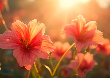 Golden Hour Pink Flowers