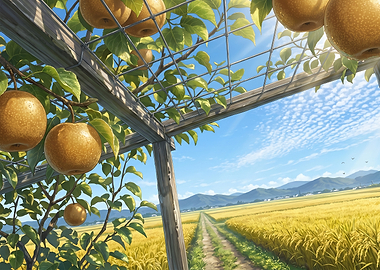 Pear Orchard Overlooking Golden Fields