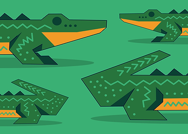 Geometric Patterned Crocodile Illustration