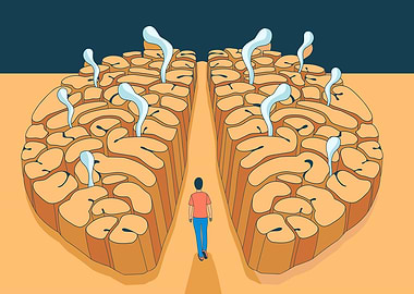 Person Walking Through Brain Maze