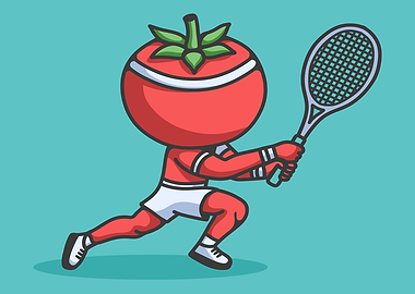 Tomato Tennis Player Cartoon Illustration