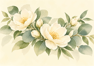 Soft Watercolor White Floral Arrangement