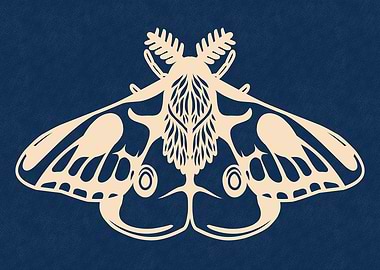 Minimalist Linocut Moth Illustration