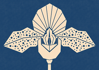 Geometric Linocut Orchid Illustration