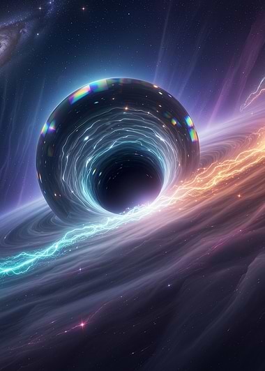 Cosmic Black Hole with Electric Rings, metal print by Isla Elsewhere