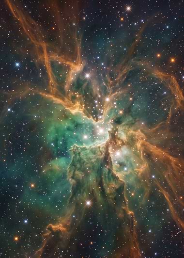 Emerald Nebula and Newborn Stars, metal print by Isla Elsewhere