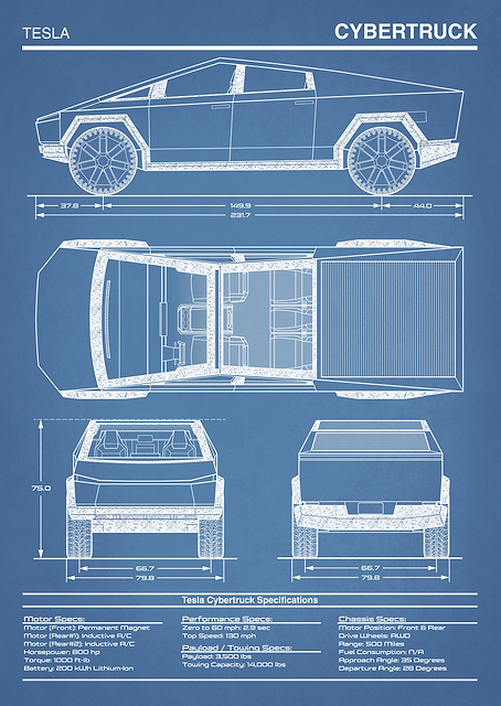 Tesla Cybertruck Vertical / PLATINA