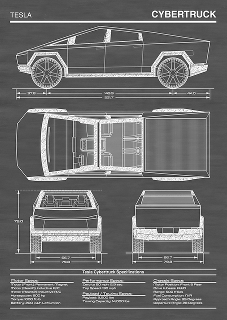 Tesla Cybertruck Vertical / PLATINA