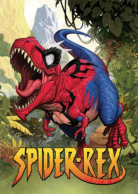 Spider-Rex pose w. logo / PLATINA