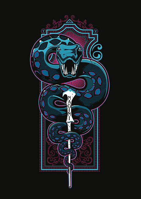 Voldemort's wand & Nagini / PLATINA