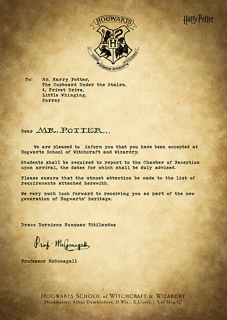 Hogwarts Acceptance Letter / PLATINA