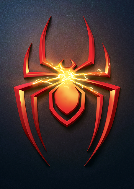 Miles Morales' Electric Spider Emblem - Horizontal / PLATINA