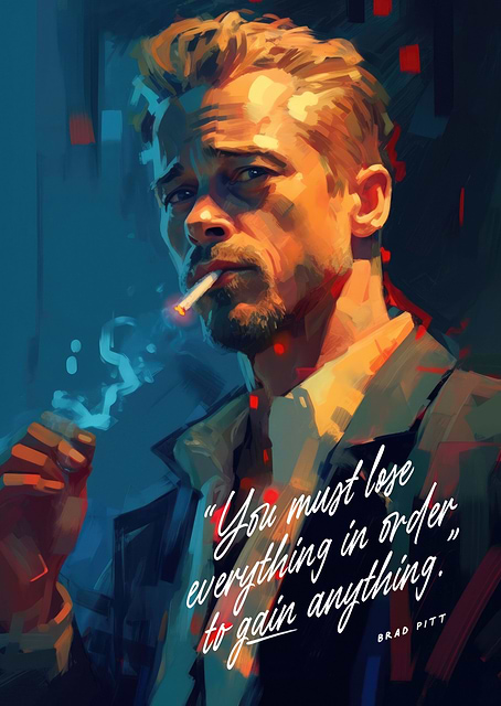 Brad Pitt Art Quote / platina