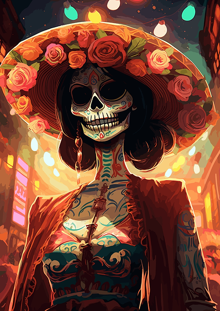 Floral Calavera Catrina / platina