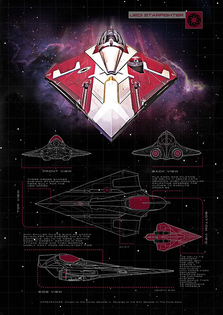 Delta 7 Jedi Starfighter / platina
