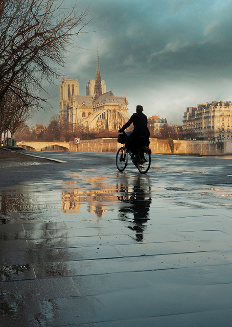 Notre Dame and cyclist / PLATINA