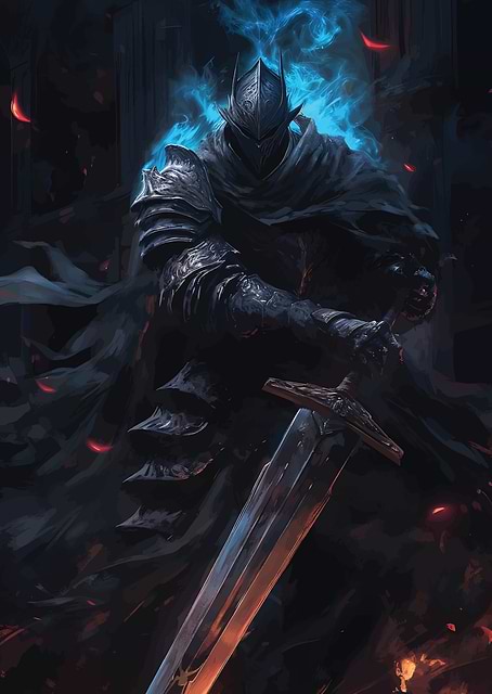 Knight resting at Bonfire / platina