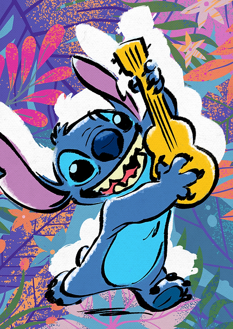 Stitch Guitar Floral / PLATINA