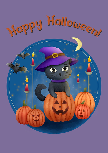 Halloween Witch Cat / platina