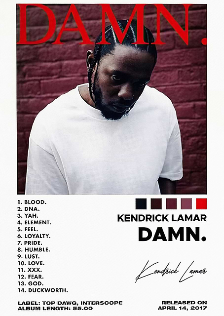 Kendrick Lamar DAMN. Album Cover / platina