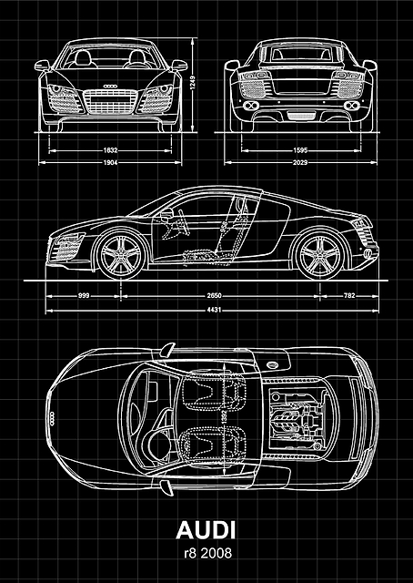 Audi R8 2008 Blueprint / PLATINA