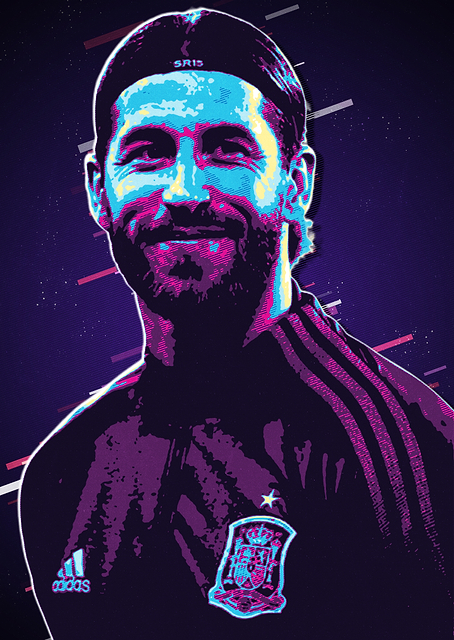 Sergio Ramos Retro Art / PLATINA